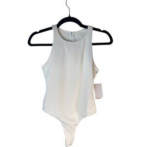 BP. NWT XS White Ribbed Nylon Spandex Thong Bodysuit